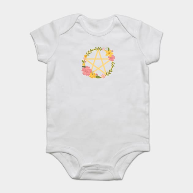 Midsummer Floral Pentacle Design Cheeky Witch® Baby Bodysuit by Cheeky Witch